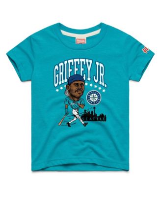 Homage Big Boys and Girls Ken Griffey Jr. Teal Seattle Mariners Cooperstown Collection Caricature Tri-Blend T-Shirt