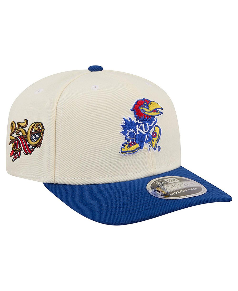 Мужская кепка New Era White/Royal Kansas Jayhawks America's 250th 9SEVENTY Adjustable
