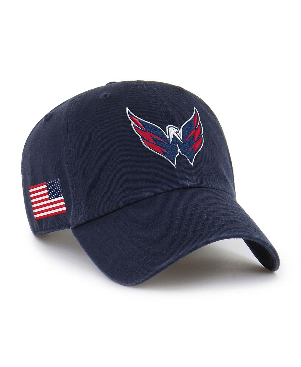 Мужская и женская кепка '47 Brand Navy Washington Capitals Heritage Flag Clean Up Adjustable
