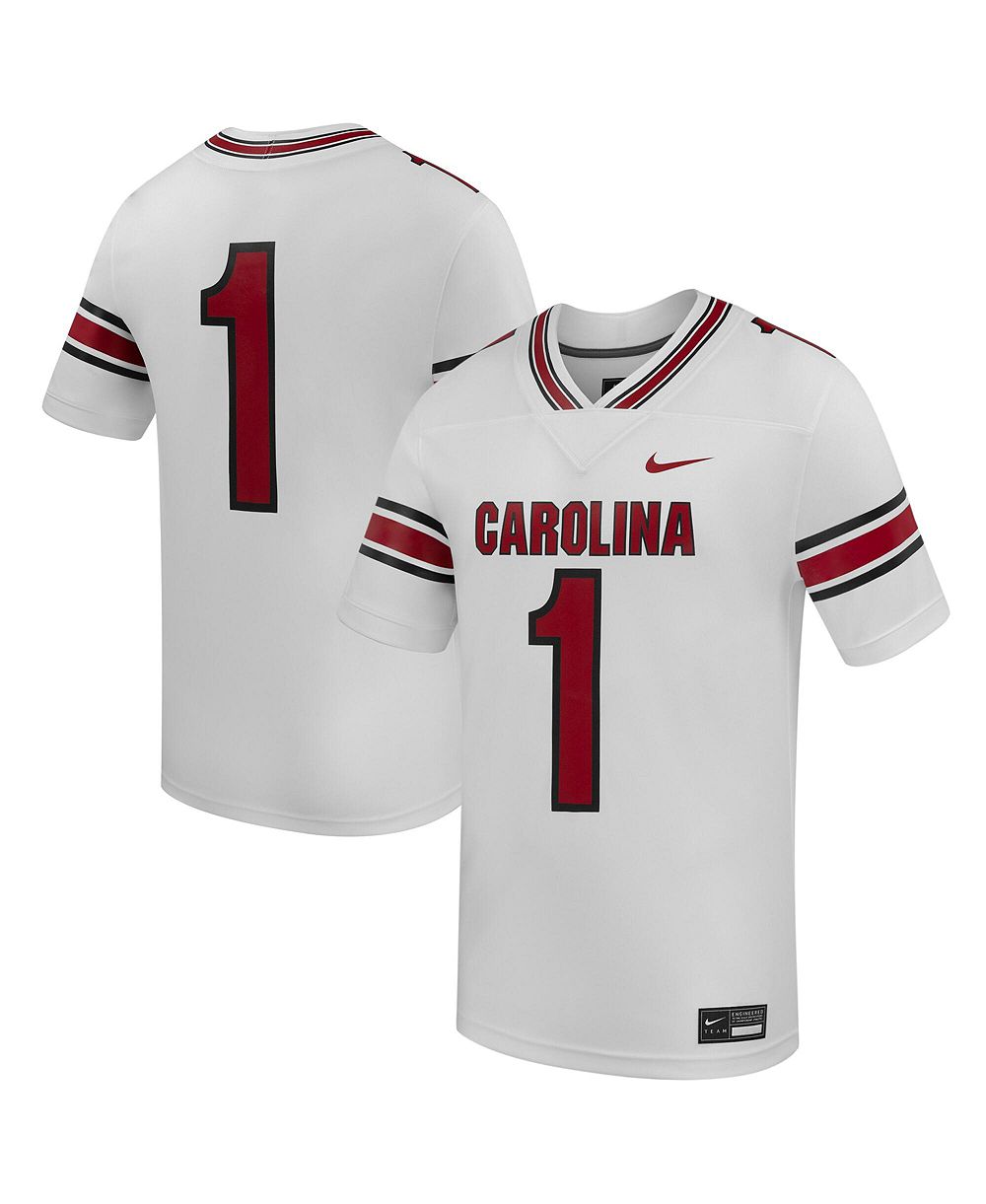 Мужская джерси Nike #1 White South Carolina Gamecocks Road Replica Football