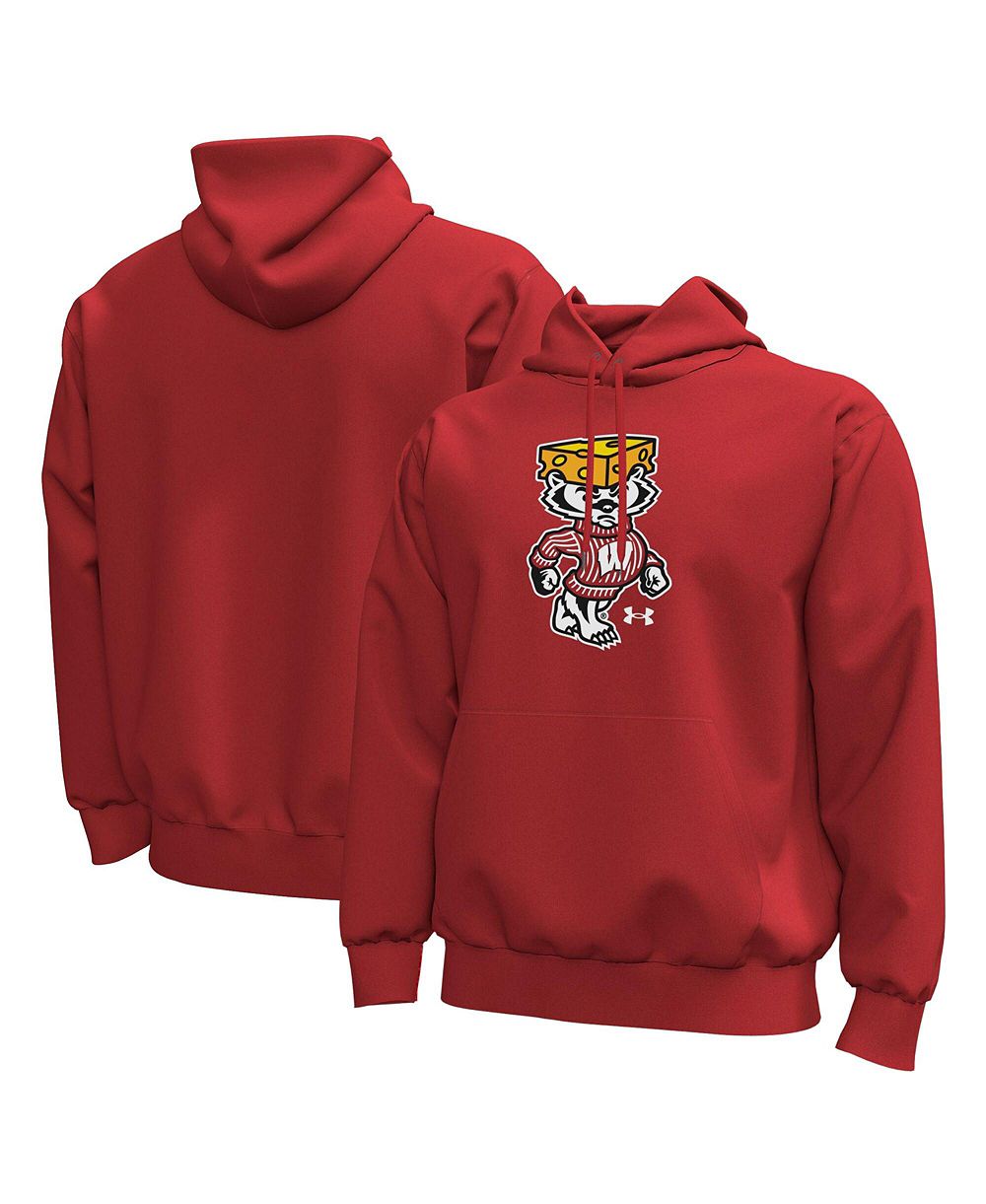 Under Armour Мужское худи Fleece Hoodie Red Wisconsin Badgers Cheesehead Bucky Icon