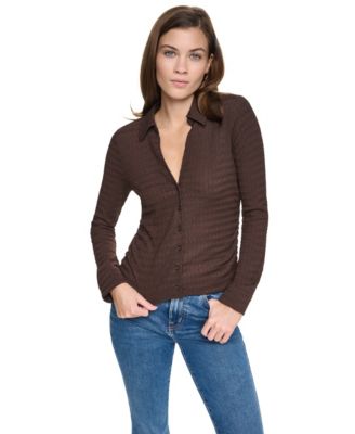 DKNY Jeans Petite текстурированный трикотажный топ на пуговицах