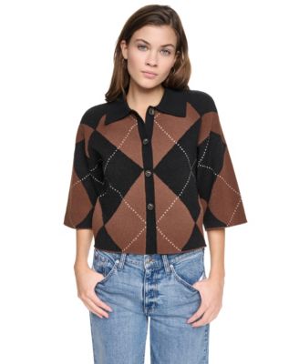 Женский кардиган с воротником и аргайльным узором DKNY Jeans Petite