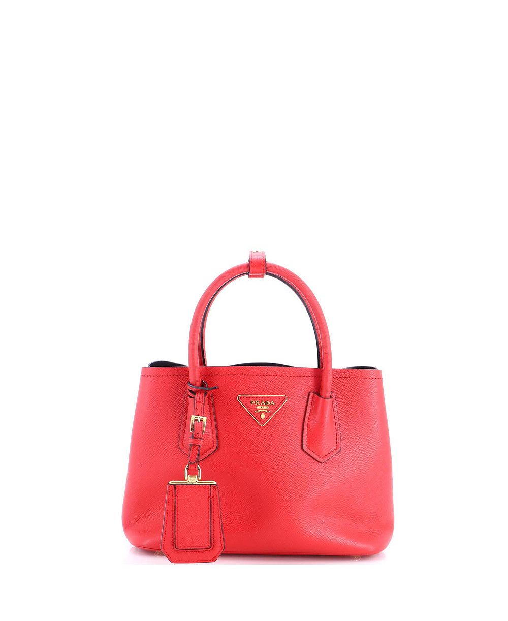 Pre-Owned Prada Mini Cuir Double Tote Saffiano Leather