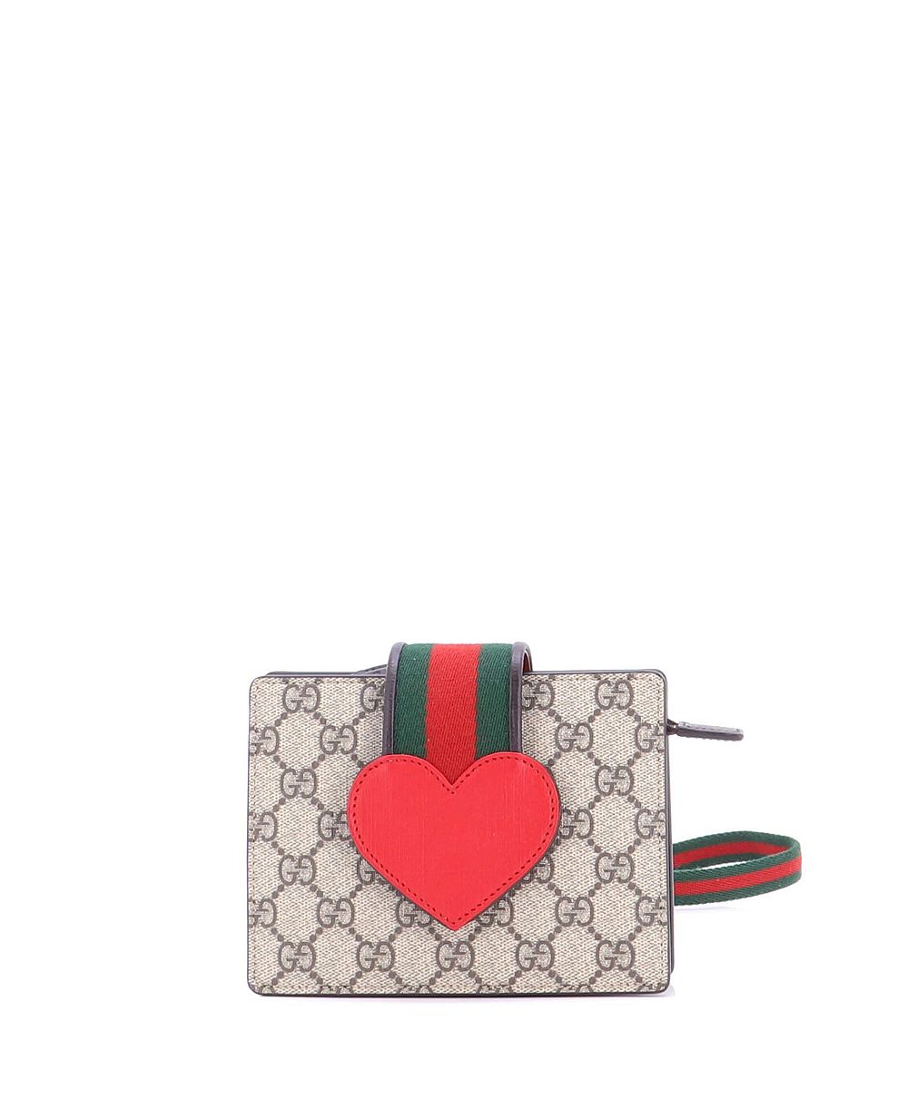Детская сумка через плечо Gucci Web Heart, GG Coated Canvas