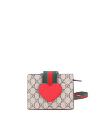 Pre-Owned Gucci Children's Web Heart Shoulder Bag GG Coated Canvas