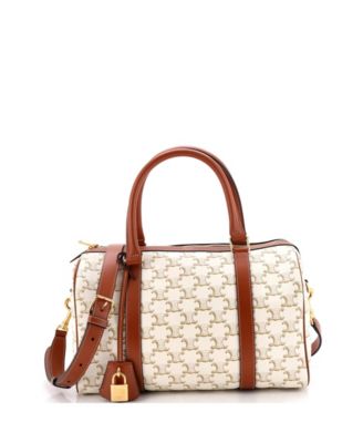 Celine Сумка Boston Large Triomphe из покрытого холста, б/у