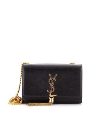Pre-Owned Saint Laurent Small Classic Monogram Tassel Crossbody Bag Grainy Leather