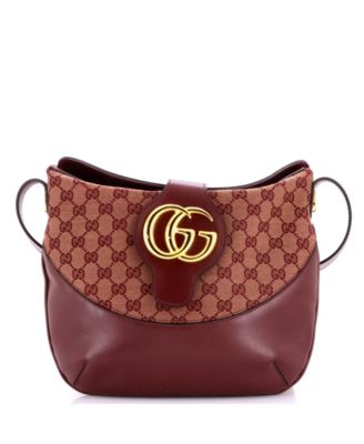 Gucci Arli Crossbody Bag из кожи и канваса GG, б/у, средний размер