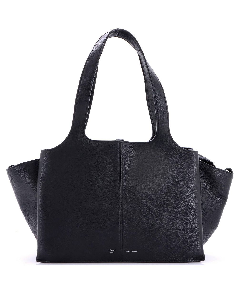 Pre-Owned Celine Small Tri-Fold Shoulder Bag Grained Calfskin