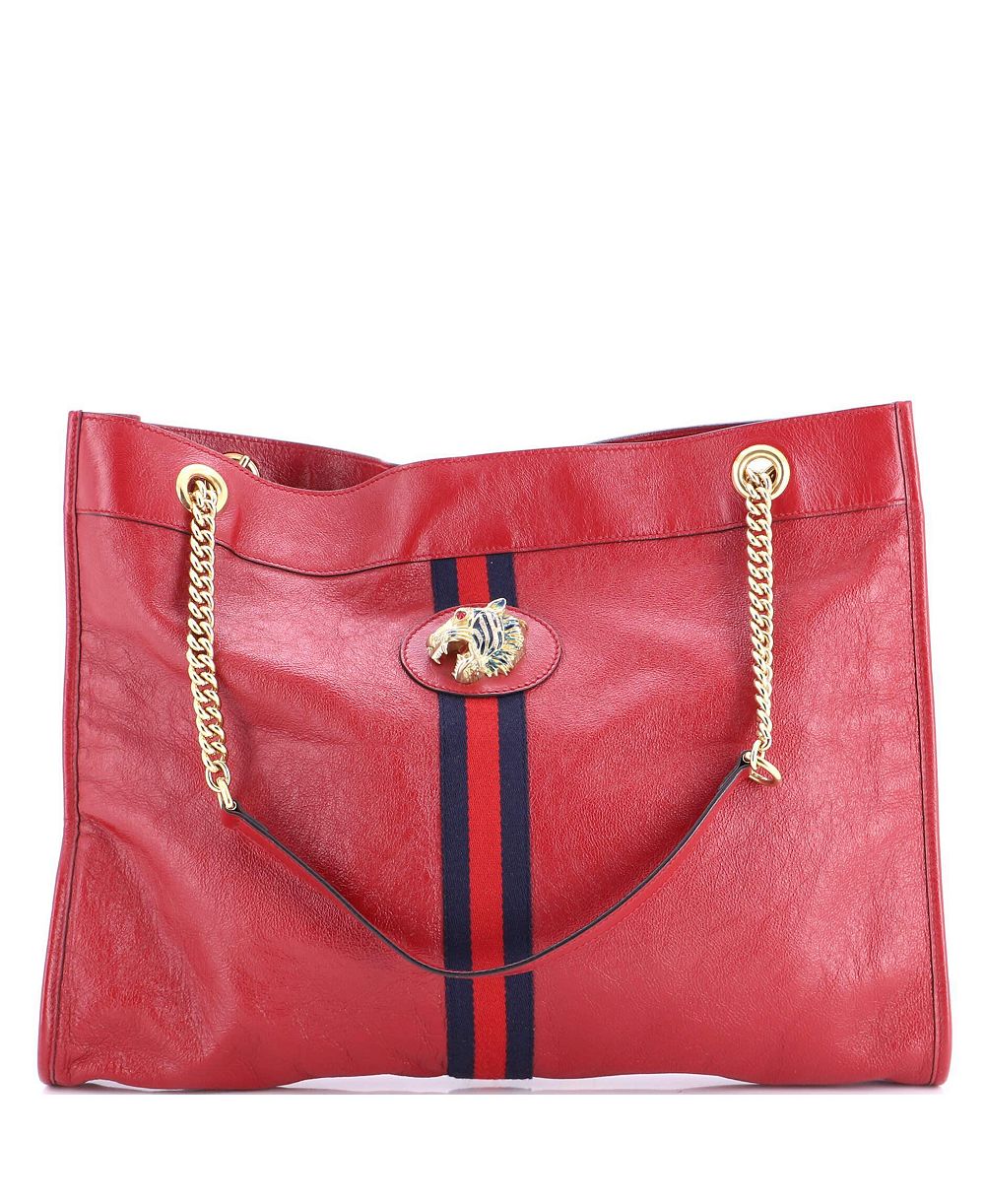 Pre-Owned Gucci Large Rajah Chain Tote Leather