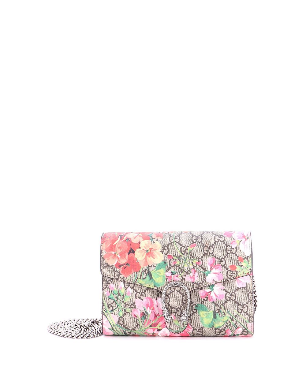 Pre-Owned Gucci Small Dionysus Chain Wallet Blooms Print GG Coated Canvas