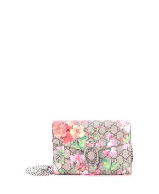 Pre-Owned Gucci Small Dionysus Chain Wallet Blooms Print GG Coated Canvas