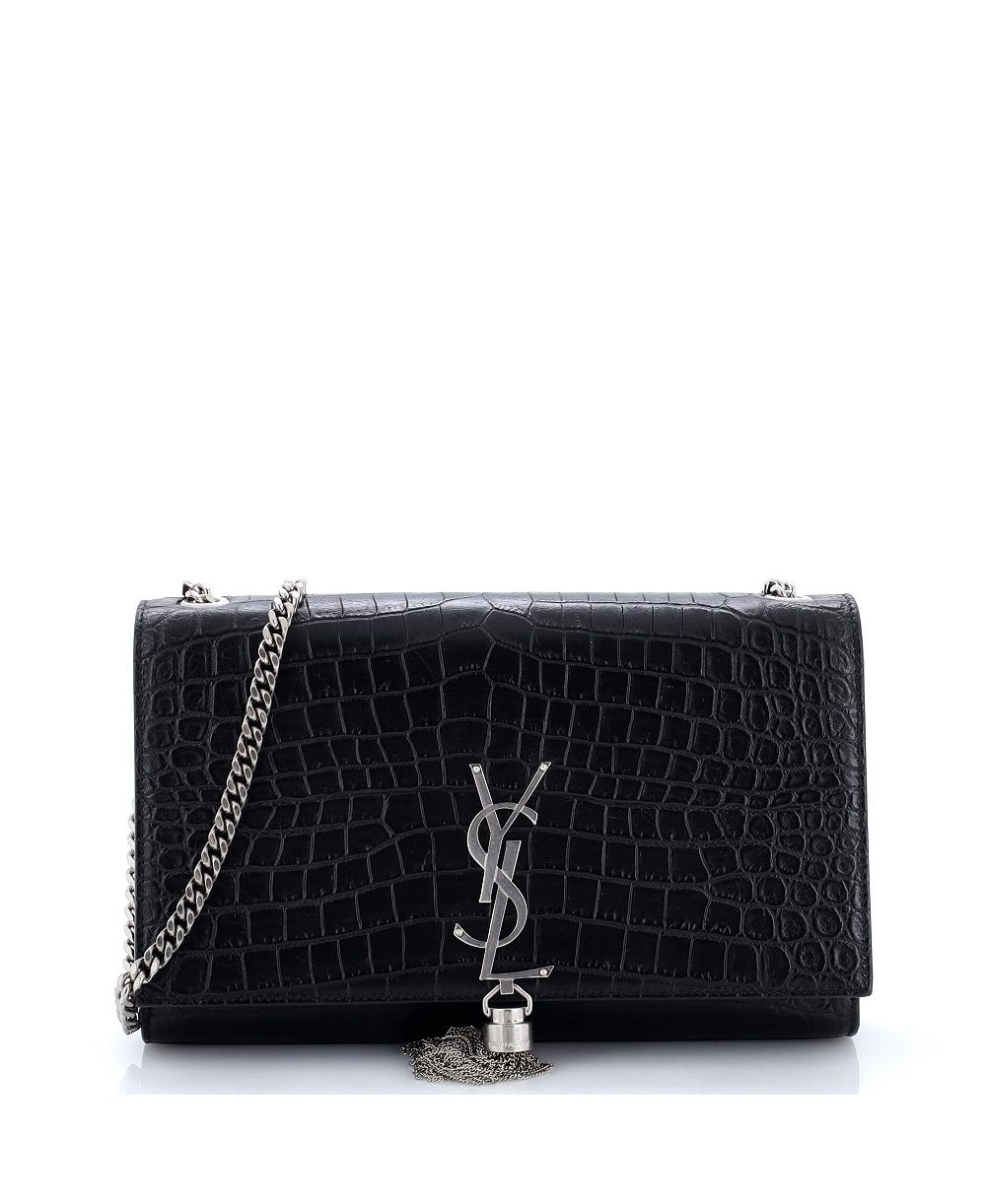 Pre-Owned Saint Laurent Medium Classic Monogram Tassel Crossbody Bag Embossed Leather