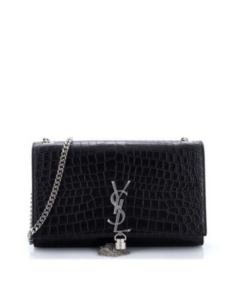 Pre-Owned Saint Laurent Medium Classic Monogram Tassel Crossbody Bag Embossed Leather