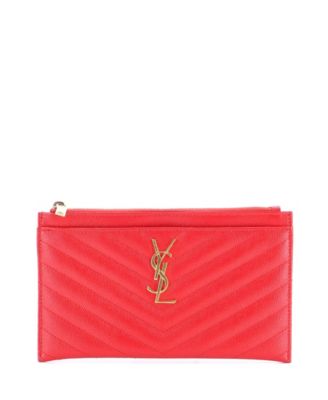 Saint Laurent Medium Classic Monogram Zip Bill Pouch Matelasse Chevron Leather, б/у