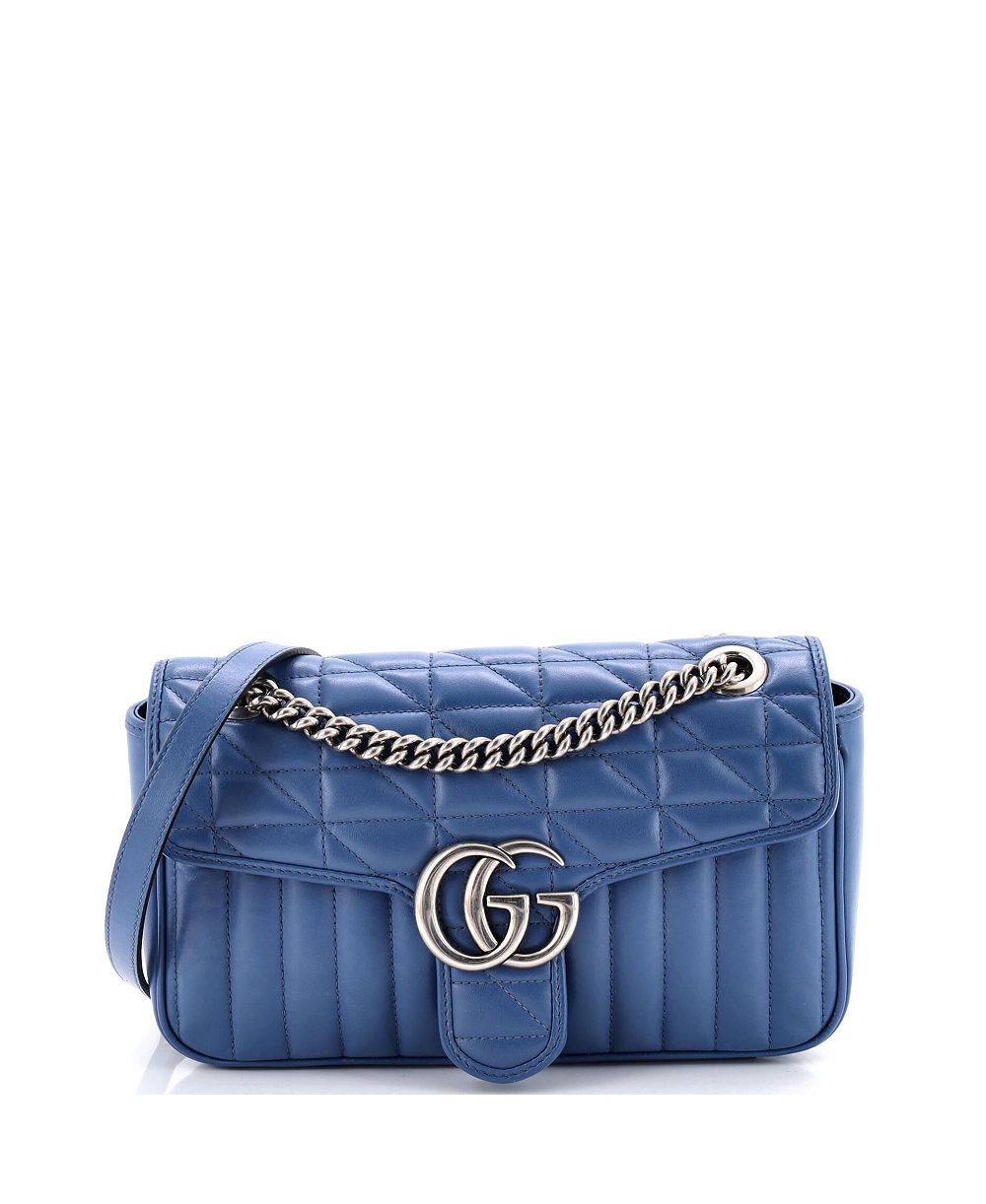 Pre-Owned Gucci Small GG Marmont Flap Bag Mixed Matelasse Leather