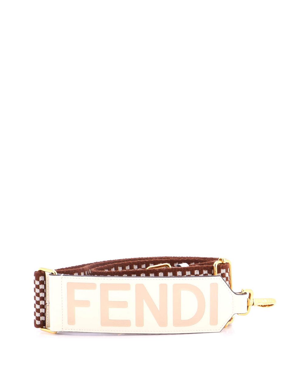 Pre-Owned Fendi Logo Strap You Shoulder Strap Check Canvas and Leather