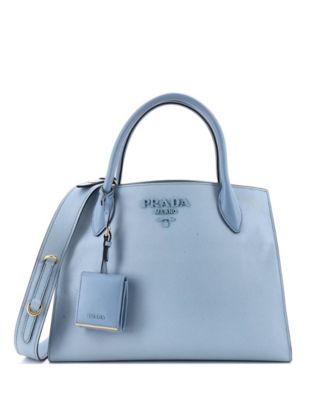 Pre-Owned Prada Medium Monochrome Tote Saffiano with City Calf