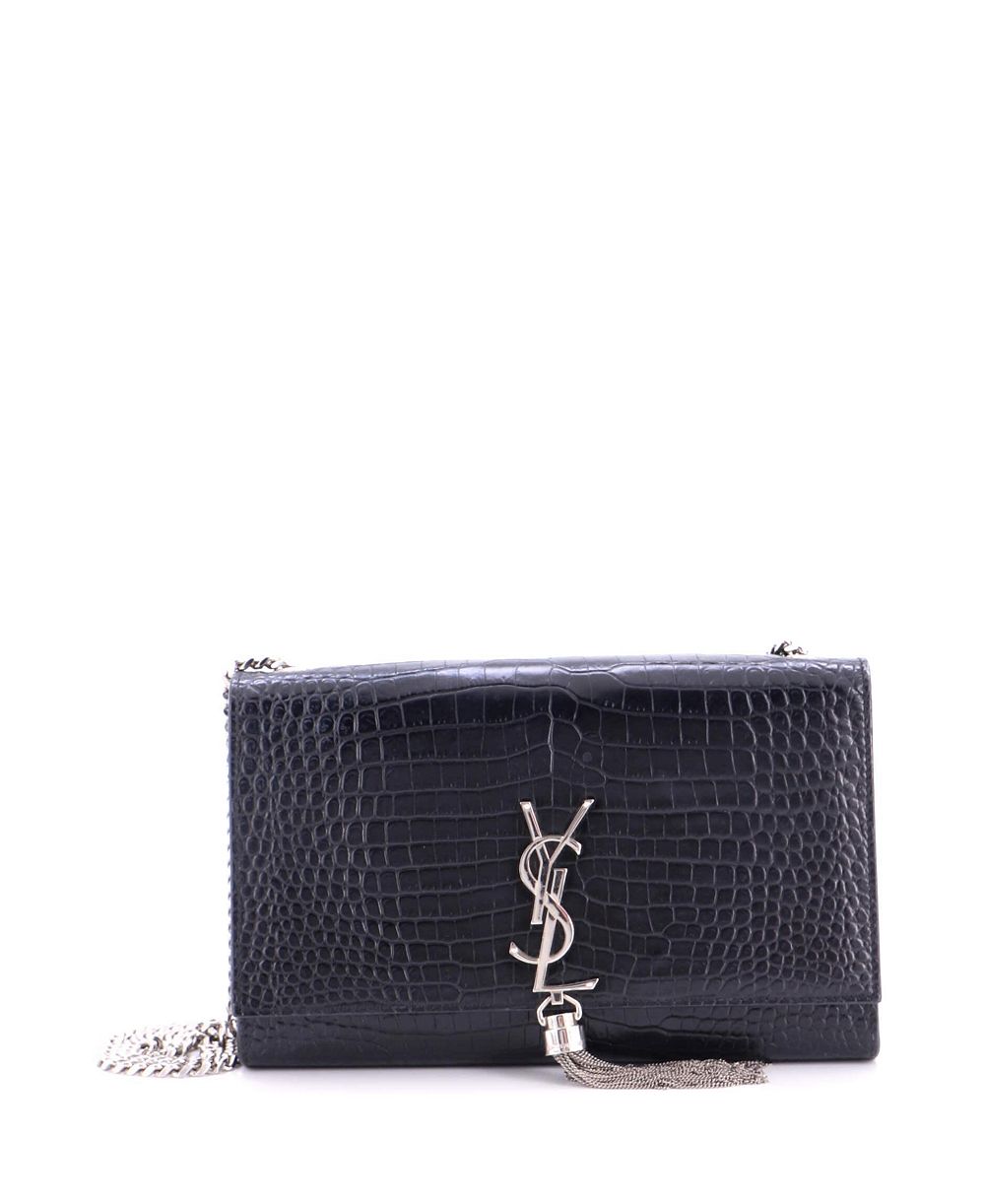 Pre-Owned Saint Laurent Medium Classic Monogram Tassel Crossbody Bag Embossed Leather