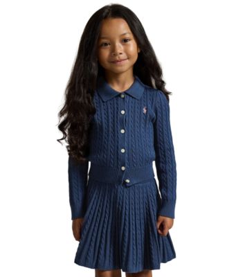 Детский комплект Polo Ralph Lauren Girls' 2T-6X Cotton Polo Cardigan and Skirt, 2-Piece Set