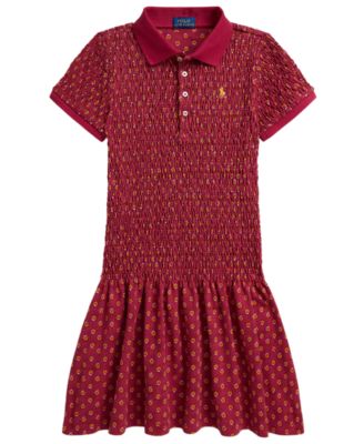 Polo Ralph Lauren женское платье-поло из стрейчевой сетки с цветочным принтом и сборками, размер 7-16