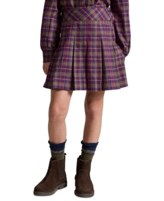 Polo Ralph Lauren Girls' 7-16 Plaid Pleated Cotton Poplin Skirt