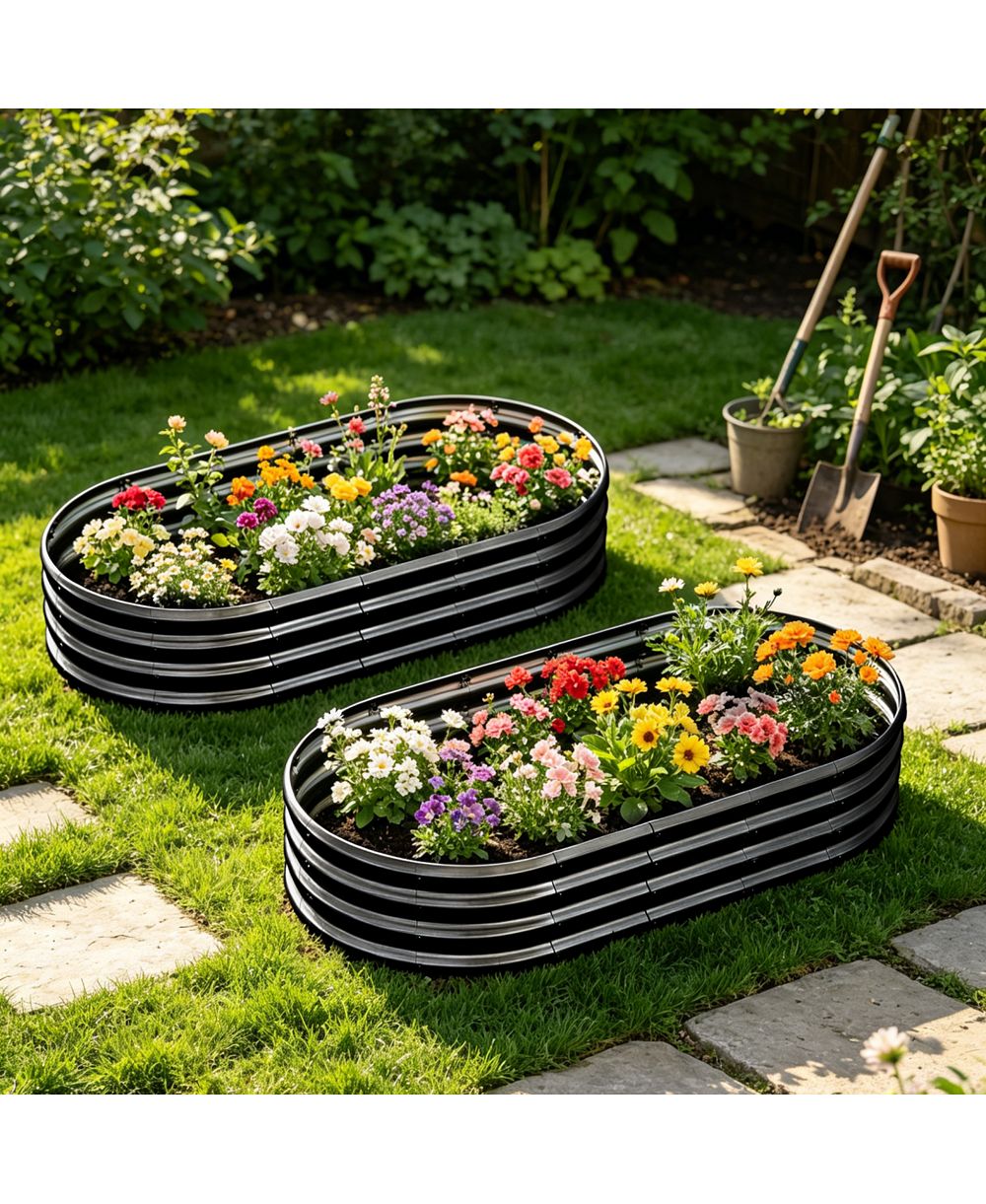 Streamdale Furniture Приподнятая грядка 6x3x1ft Galvanized Metal Planter Box, 2Pieces