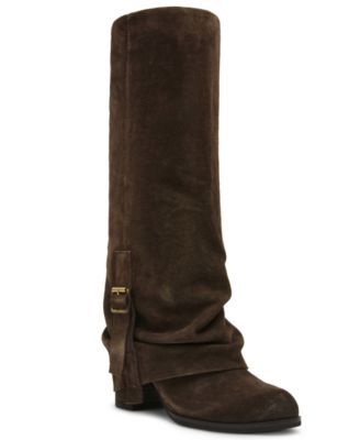 Steve Madden Women's Bozeman Cuffed Block Heel Tall Slouch Boots