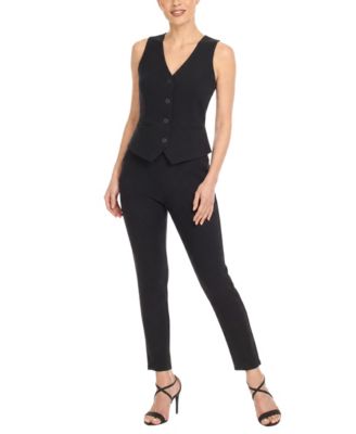 White Mark Women's Tailored Vest  Ankle Pants Matching Set