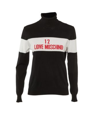 Pre-Owned Love Moschino Women's Logo Knit Turtle Neck Sweater