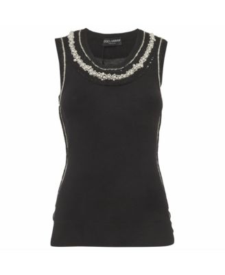 Dolce & Gabbana Женский топ с вышивкой бисером из стрейч-трикотажа, б/у