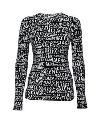 Pre-Owned Balenciaga Women's Wavy Logo Knitted Crew Neck Top