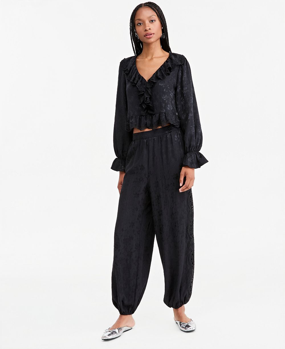 And Now This Women's Pull-On High-Rise Satin Jacquard Balloon Pants, Macy's Exclusive
