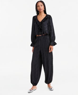 And Now This Women's Pull-On High-Rise Satin Jacquard Balloon Pants, Macy's Exclusive