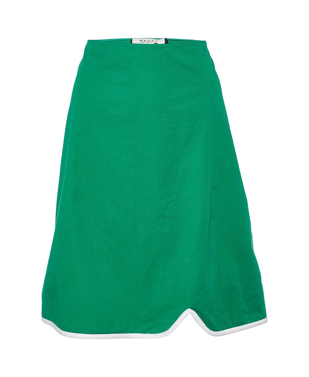 Marni Женский Cotton Contrast Trim Knee Length Skirt