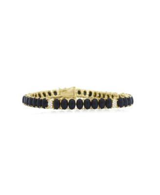 Браслет The Lovery Oval Onyx CZ Tennis из стерлингового серебра с золотым напылением 14K