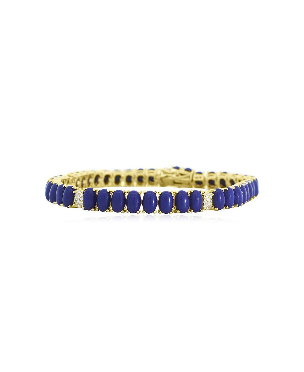 The Lovery Oval Lapis CZ Tennis Bracelet 14K Gold-Plated Sterling Silver