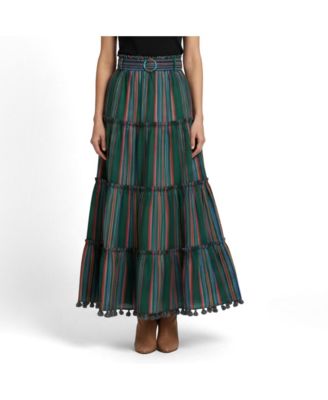 Zimmermann Женский Stripe Cotton Ruffled Maxi Skirt
