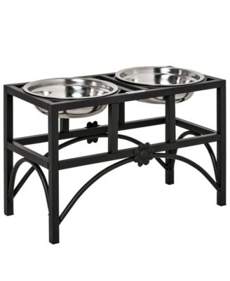 RUIE 17 in Double Elevated Dog Bowls Stainless Steel Feeding Station