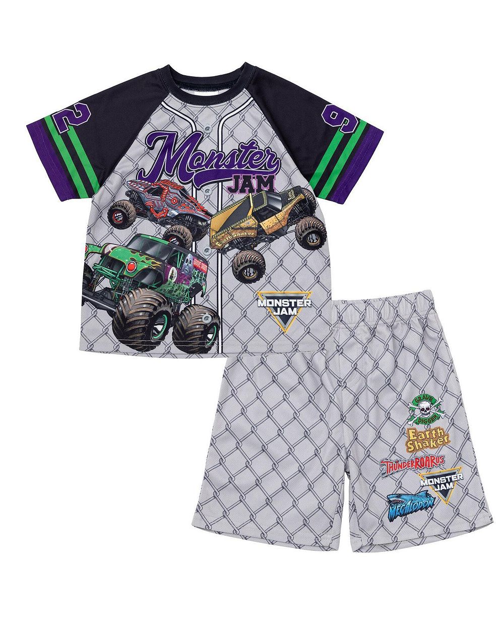Комплект из 2 предметов Monster Jam Little Boys 5-12 Athletic Baseball Jersey и Shorts