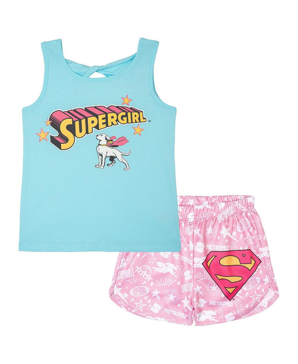 Детский спортивный комплект Justice League Supergirl: топ и шорты, 2T-4T