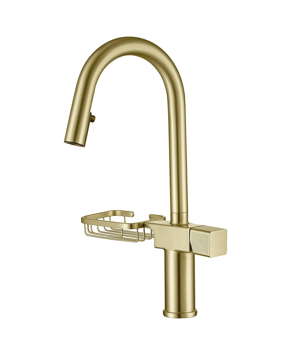 BUSDAYS Brushed High Arc Kitchen Faucet Pull Down Single Hole Stainless Steel Modern Sink Faucet