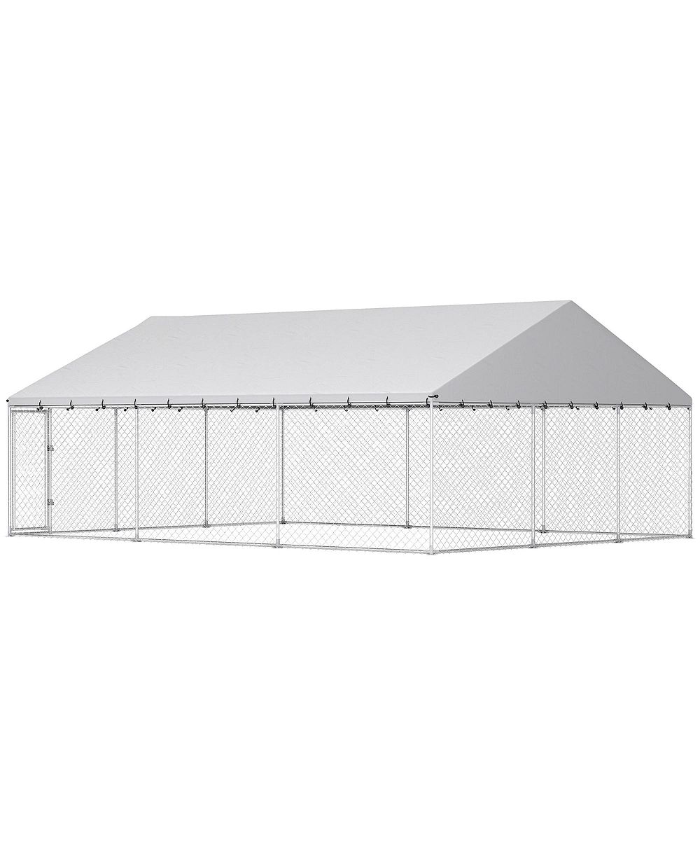 RUIE Extra Large Chain Link Outdoor Dog Run с водонепроницаемой крышей