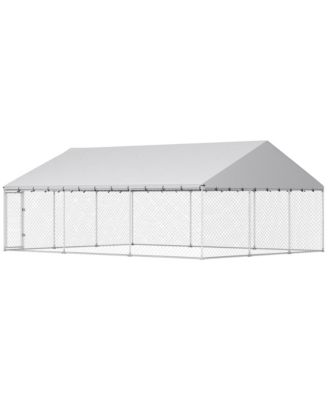 RUIE Extra Large Chain Link Outdoor Dog Run с водонепроницаемой крышей