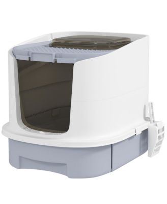 RUIE Covered Cat Litter Box with Top Entry Drawer and Scoop