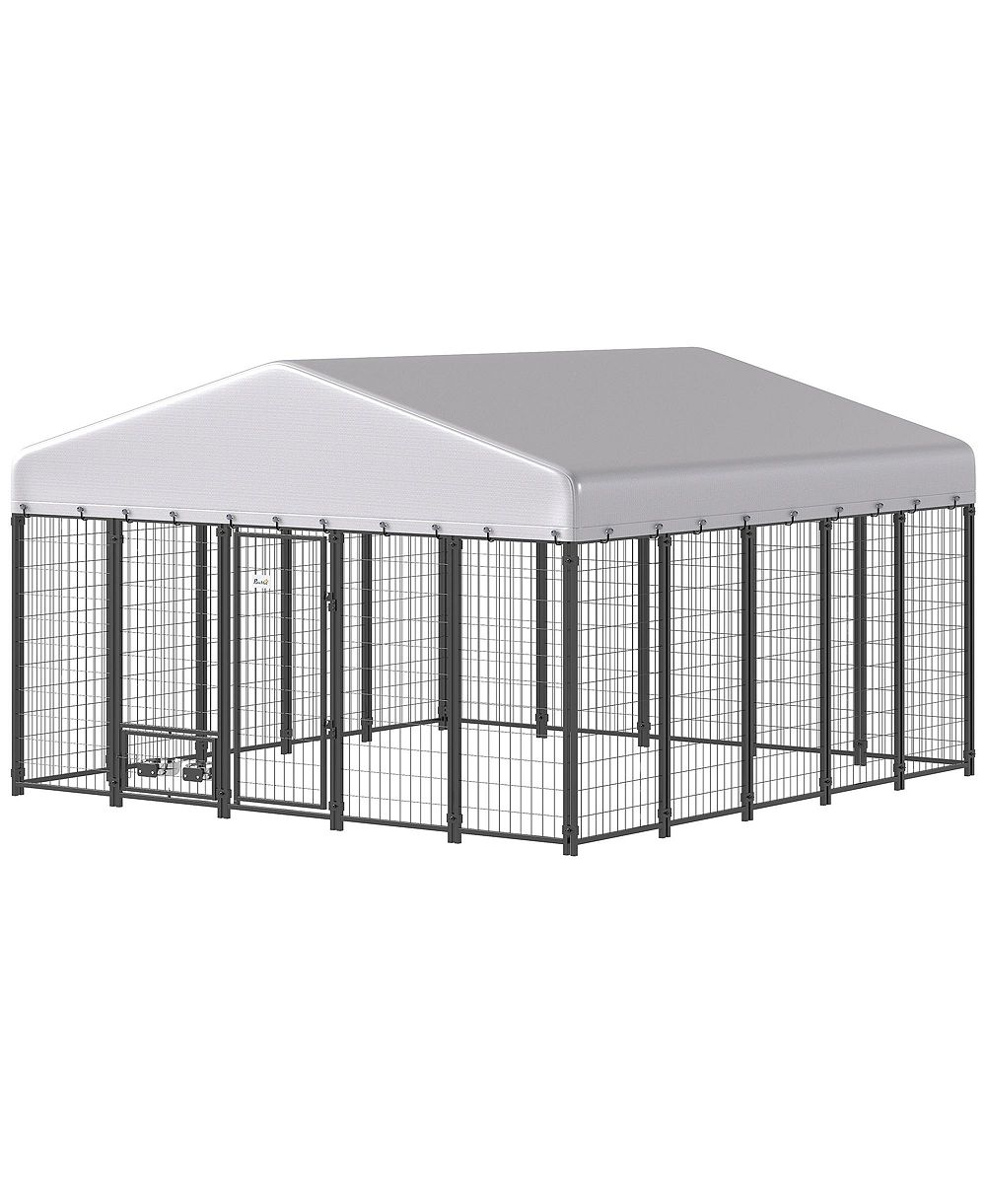 RUIE Outdoor Dog Kennel Run с вращающимися мисками и водонепроницаемым чехлом