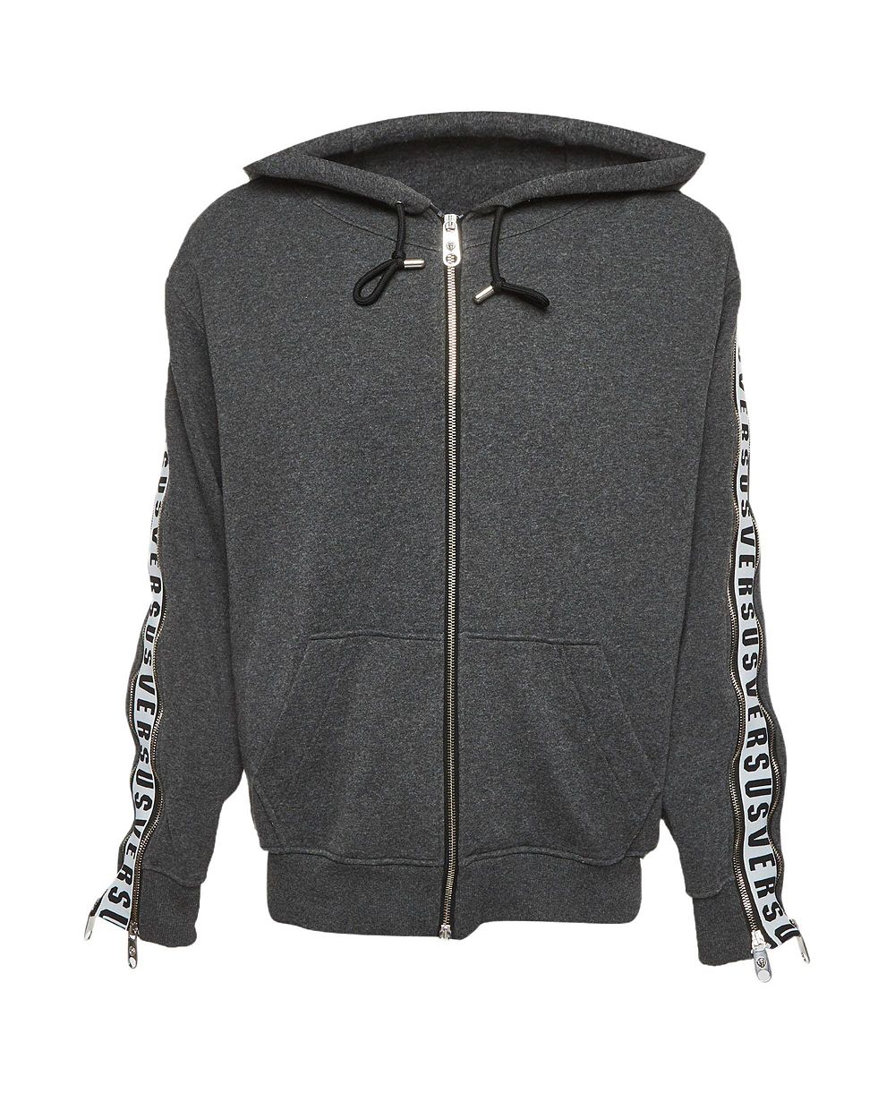 Pre-Owned Versace Мужская куртка с капюшоном и логотипом из трикотажа хлопка