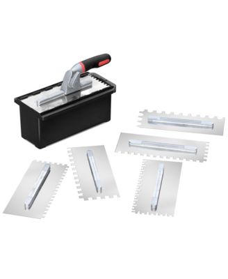 XDOVET Notch Trowel Set 8 Piece Kit Stainless Steel Soft Grip Handle Cement Concrete Masonry Tile Work