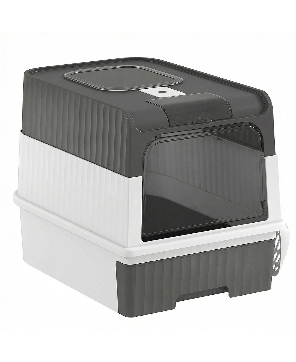 RUIE Hooded Cat Litter Box with Drawer Front Entry and Top Exit